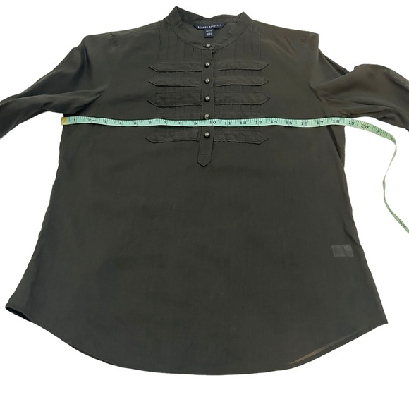 Banana Republic Green Military Style Pearl Like Buttons Blouse,Size Petite Small - Picture 10 of 14
